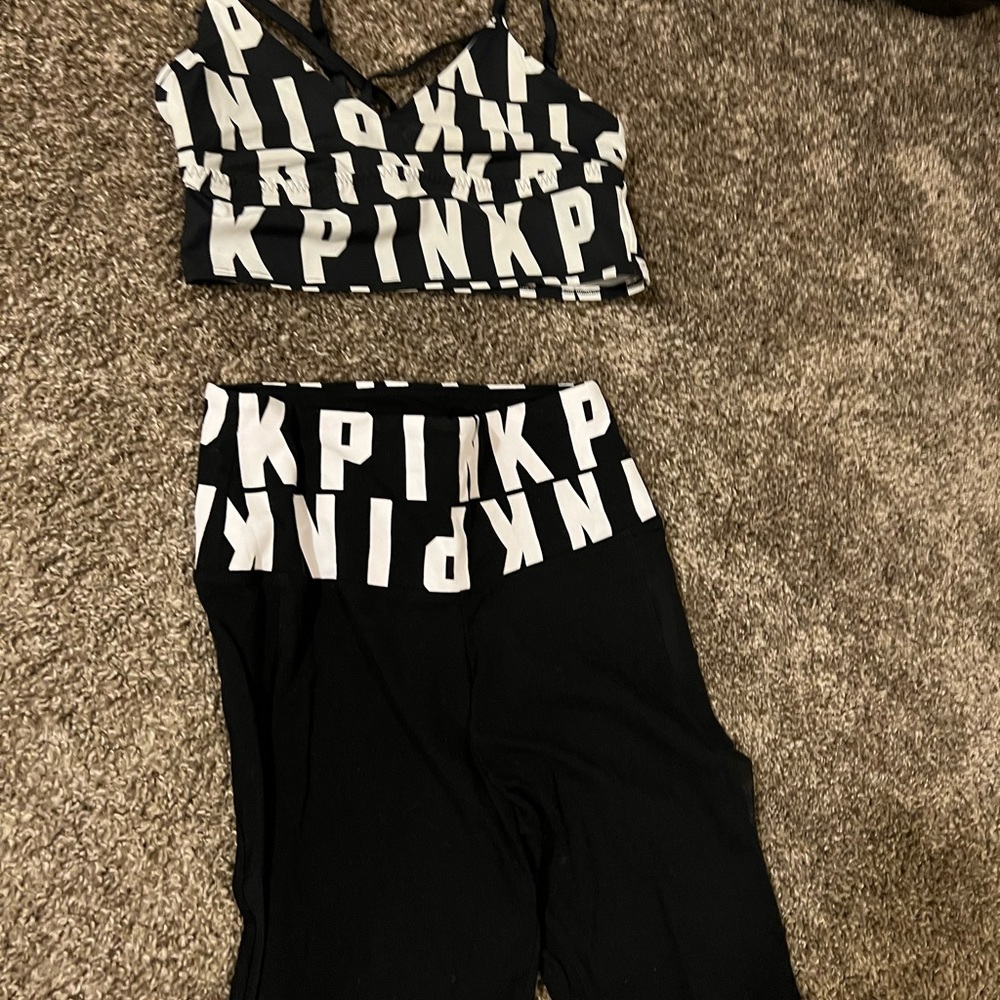 Pink crop top and leggings outfit